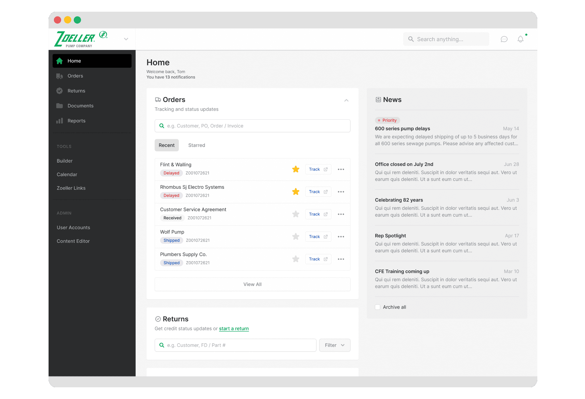 Zoeller Dashboard