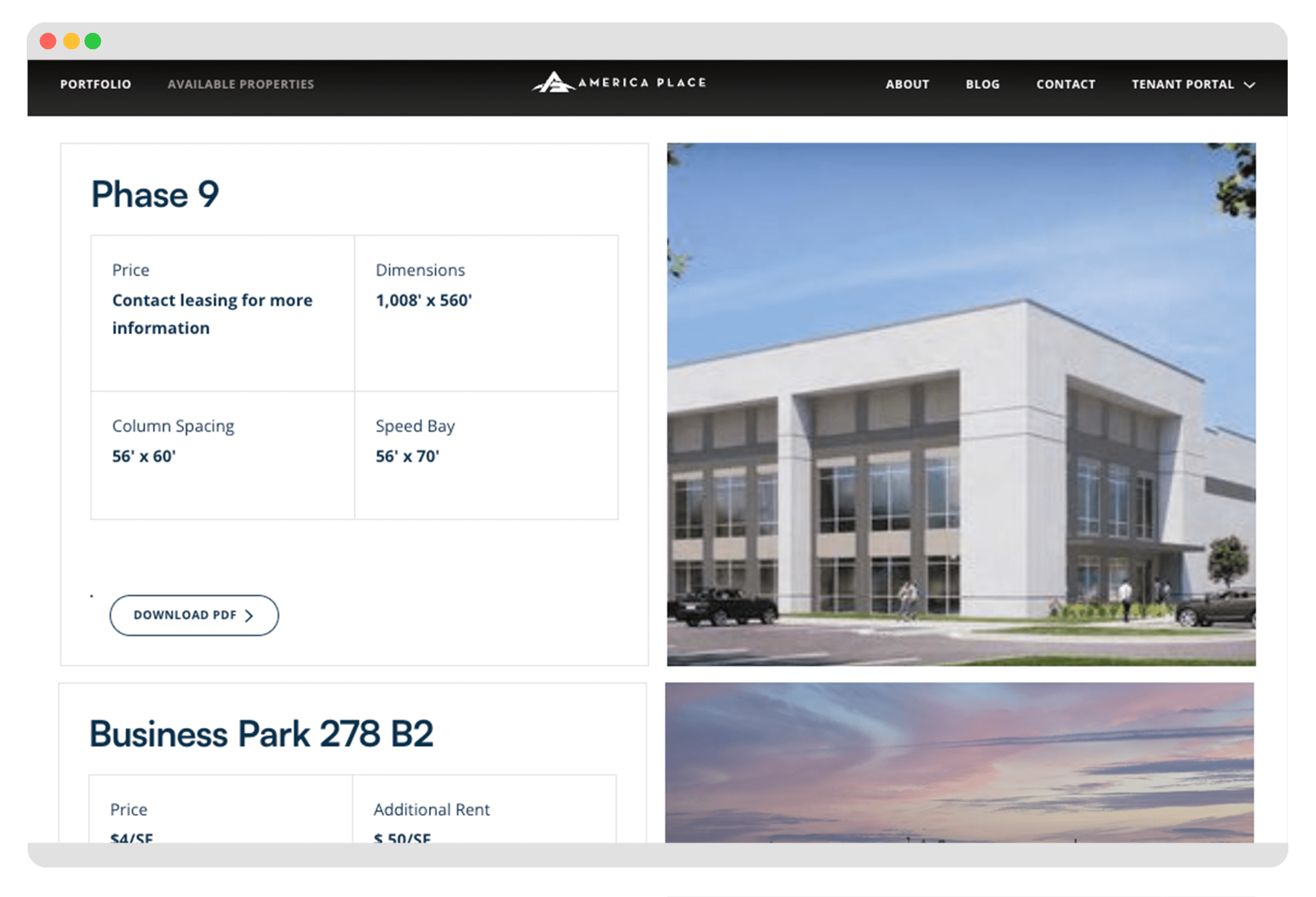 America Place Website Available Properties