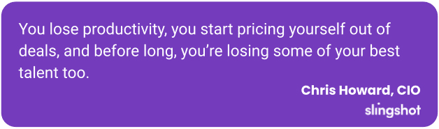 You lose productivity, you start pricing yourself out of deals, and before long, you’re losing some of your best talent too.